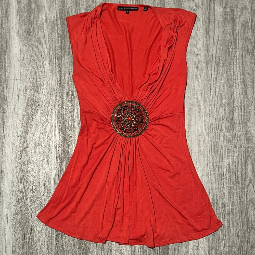 Miss Me Collection coral orange sleeveless flowy top